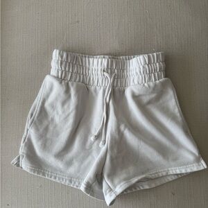 High Waist White Shorts with Elastic Waistband